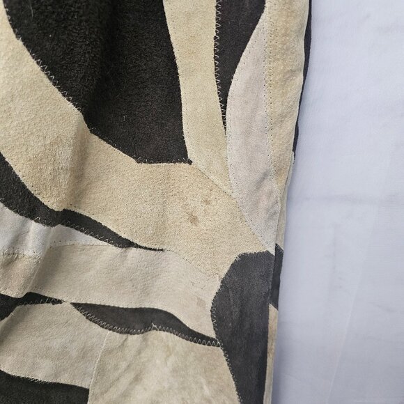 Hypoactive Tan Brown Patchwork Suede Flare Pants Hippie Boho 8 FLAWED - Picture 11 of 14